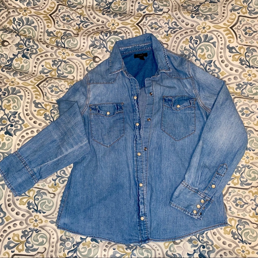 J. Crew Denim Pearl Snap “Button Up” Long Sleeve